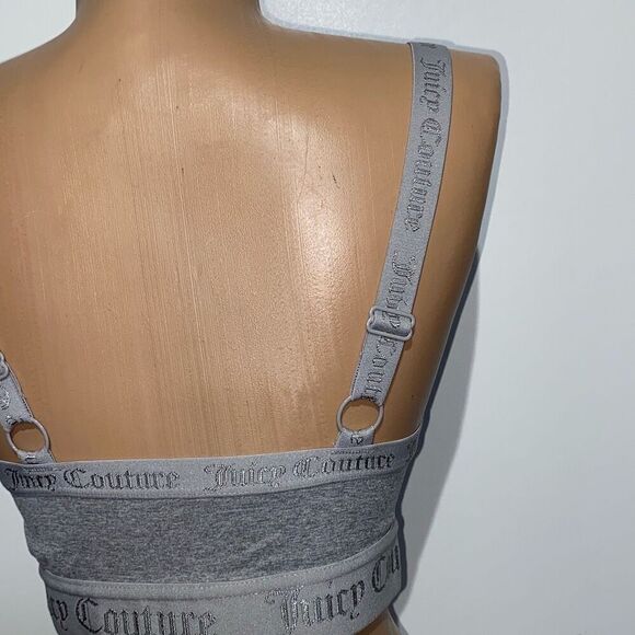 Juicy Couture Women's Gray Heather Spell Out Non-Wire Stretch Brallette Medium - Picture 6 of 9